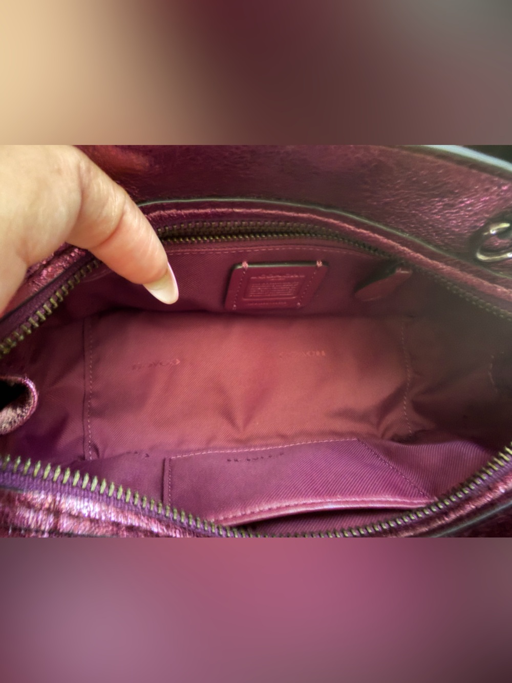 Coach Dreamer 21 Metallic Plum Satchel - Picture 4 of 8